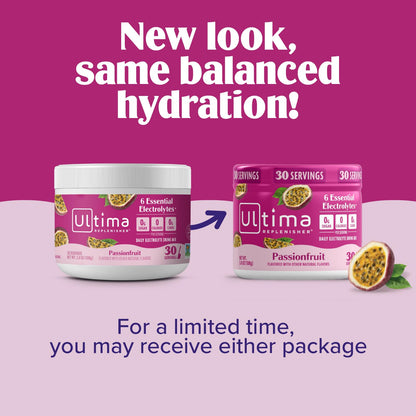 Ultima Replenisher Daily Electrolyte Powder Drink Mix – Sugar Free – Passionfruit, 30 Servings – Hydration Powder with 6 Key Electrolytes - Maple Wellness Supplements