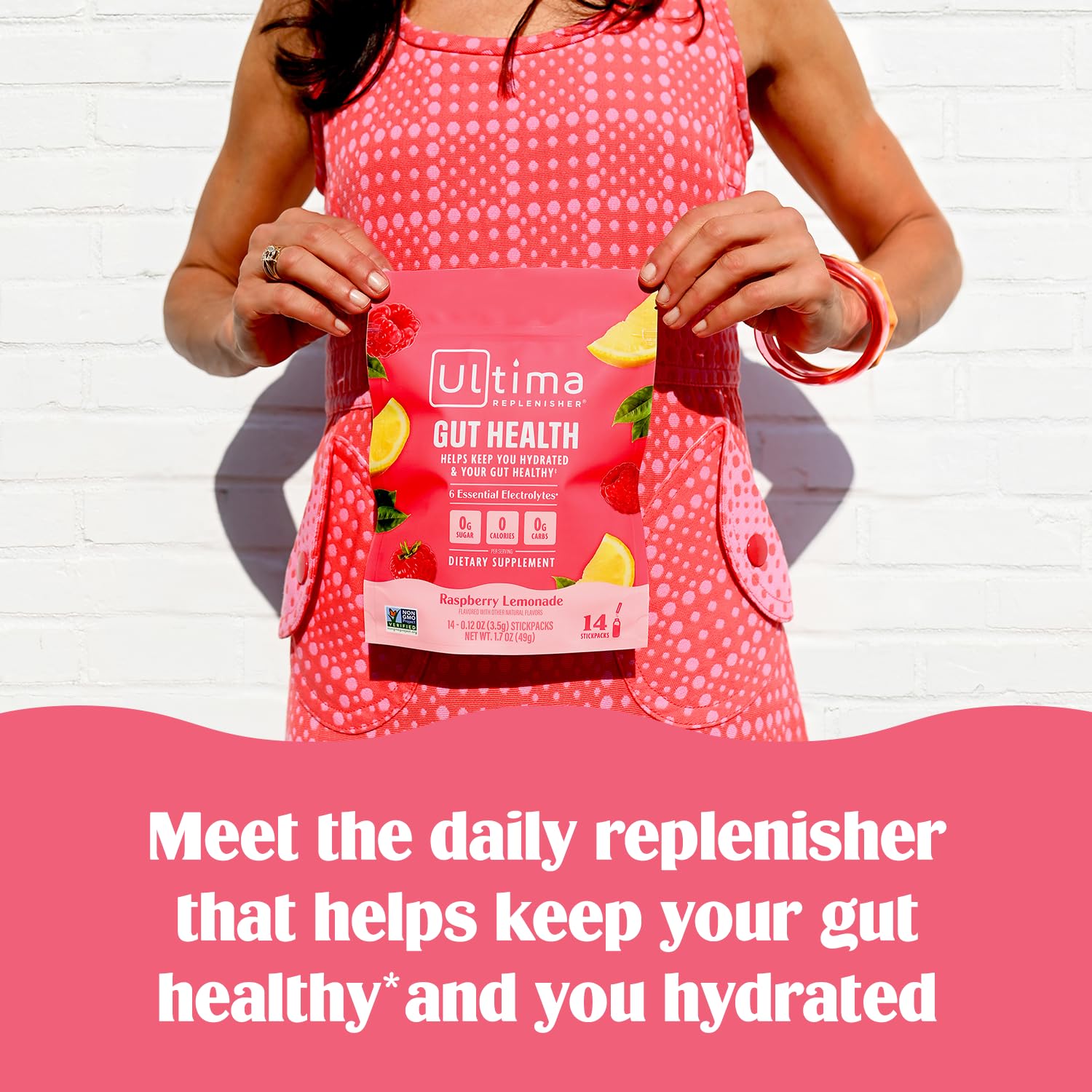 Ultima Replenisher Gut Health Supplement and Electrolytes Powder - Raspberry Lemonade, 14 Stickpacks - Maple Wellness Supplements