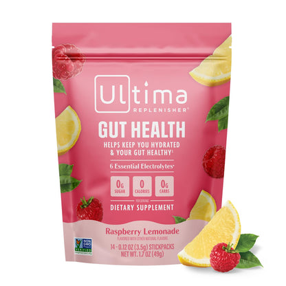 Ultima Replenisher Gut Health Supplement and Electrolytes Powder - Raspberry Lemonade, 14 Stickpacks - Maple Wellness Supplements