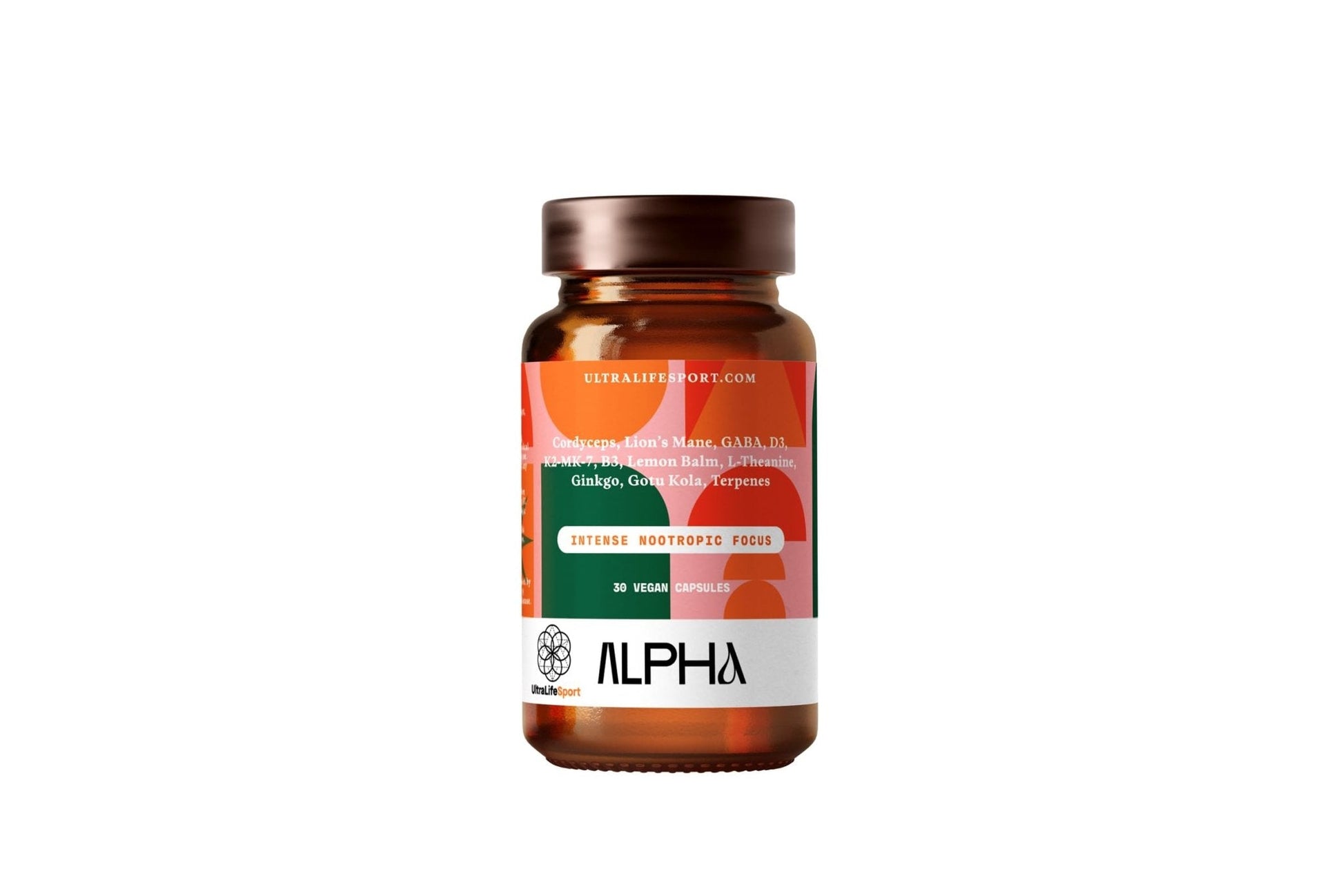 Ultra Life Sport - Alpha Nootropic - 30 Capsule Body and Brain Supplements for Memory and Focus - L-Theanine, B Vitamins, Lion's Mane, Cordyceps Mushrooms, Vitamin D3, K2 MK-7, Lemon Balm and Ginkgo - Maple Wellness Supplements