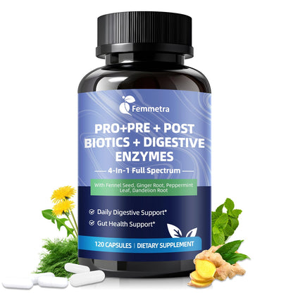 Ultra Probiotics for Women Men 200 Billion CFU - 36 Strains 14 Digestive Enzymes, 4 Anti-Bloat Herbs, 3 Prebiotic Fibers & 4 Postbiotics, Gut, Digestive, Regularity - Maple Wellness Supplements