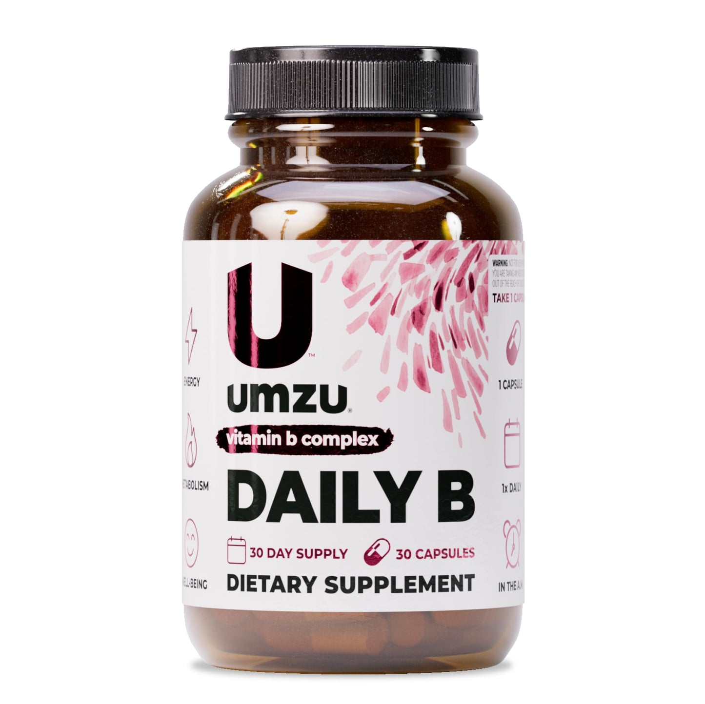 UMZU Daily B, 30 Day Supply – Complete Vitamin B Complex Supplement Blend with B1, B2, B3, B5, B6, B7, B9 & B12 Plus Folic Acid & Biotin – Supports Energy, Focus, Mood, - Maple Wellness Supplements