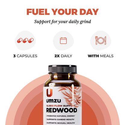 UMZU Redwood Nitric Oxide Booster, (30 Day Supply) – Vitamin C, Garlic & Horse Chestnut – Healthy Circulation & Endurance – Daily Cardiovascular Support Nitric Oxide - Maple Wellness Supplements