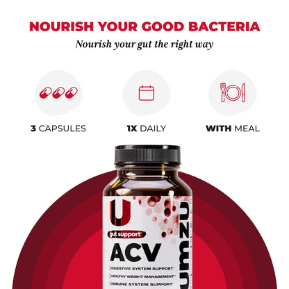 UMZU zuACV Apple Cider Vinegar + Prebiotics Supplement, (30 Day Supply) – ACV & Inulin Fiber Blend – Gut Health Support with ACV Capsules - Maple Wellness Supplements