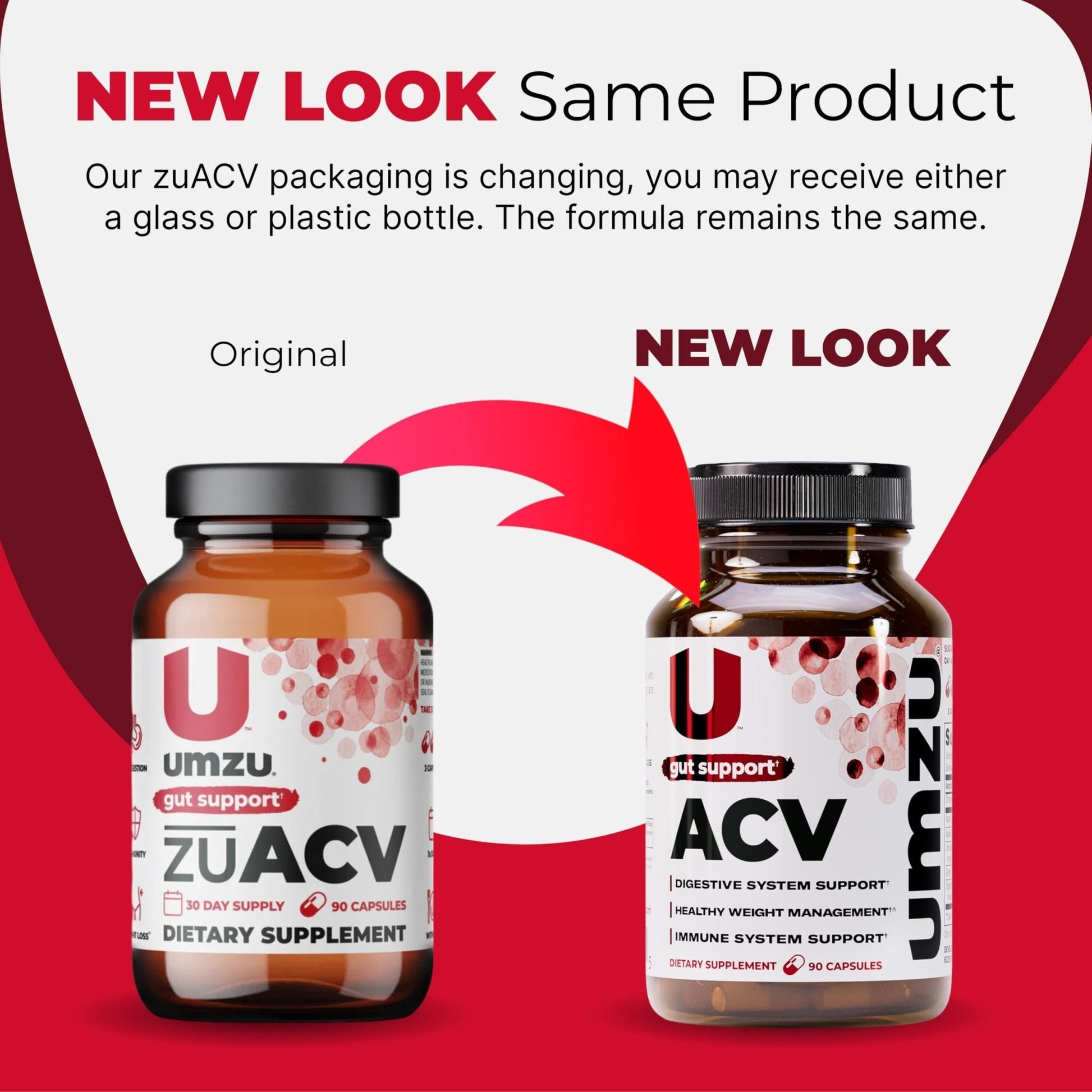 UMZU zuACV Apple Cider Vinegar + Prebiotics Supplement, (30 Day Supply) – ACV & Inulin Fiber Blend – Gut Health Support with ACV Capsules - Maple Wellness Supplements