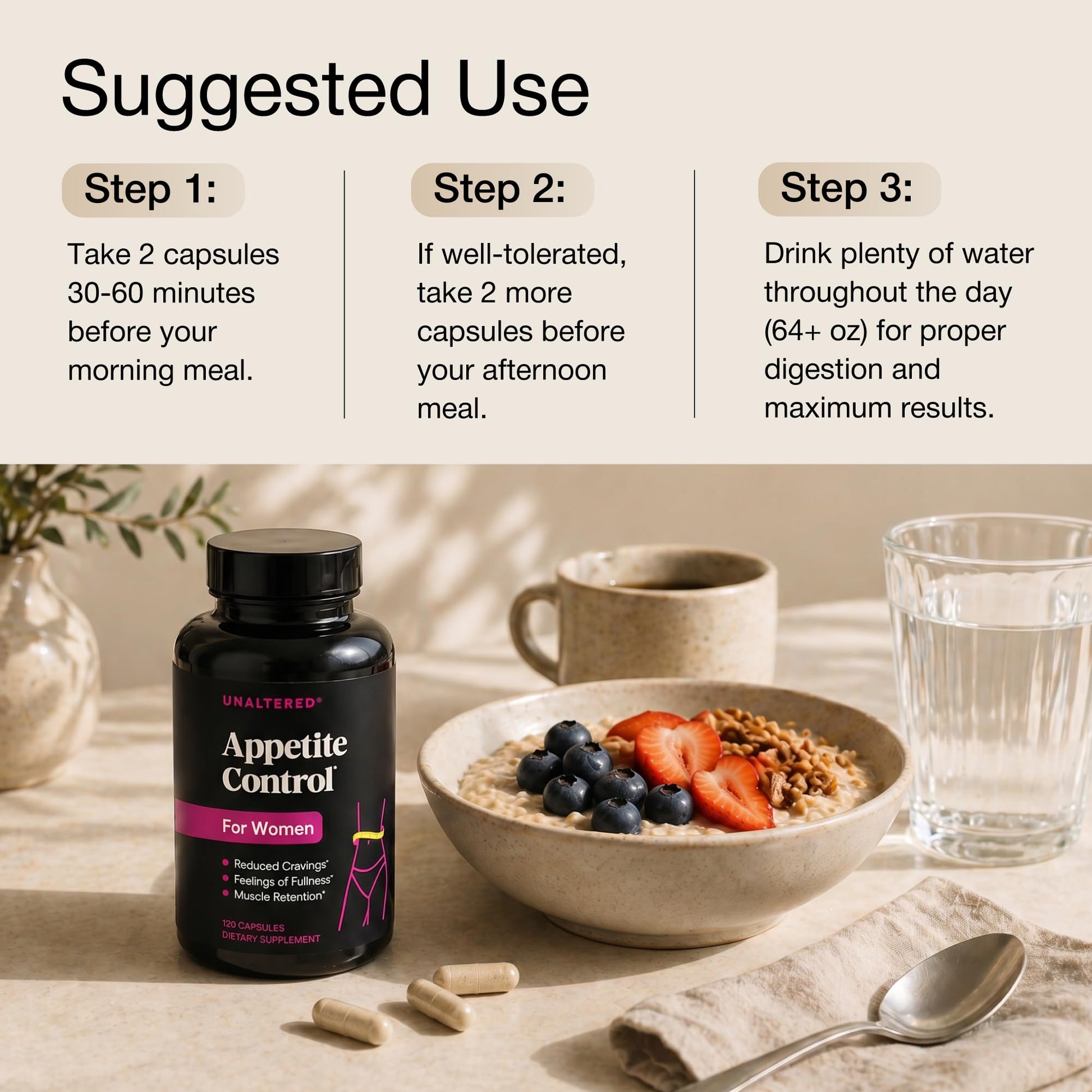 UNALTERED Appetite Control for Women - Support Cravings, Fullness, & Weight Management - Dietary Supplement with Chromium Picolinate & Glucomannan - Maple Wellness Supplements