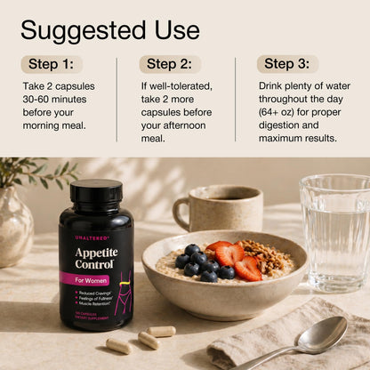 UNALTERED Appetite Control for Women - Support Cravings, Fullness, & Weight Management - Dietary Supplement with Chromium Picolinate & Glucomannan - Maple Wellness Supplements