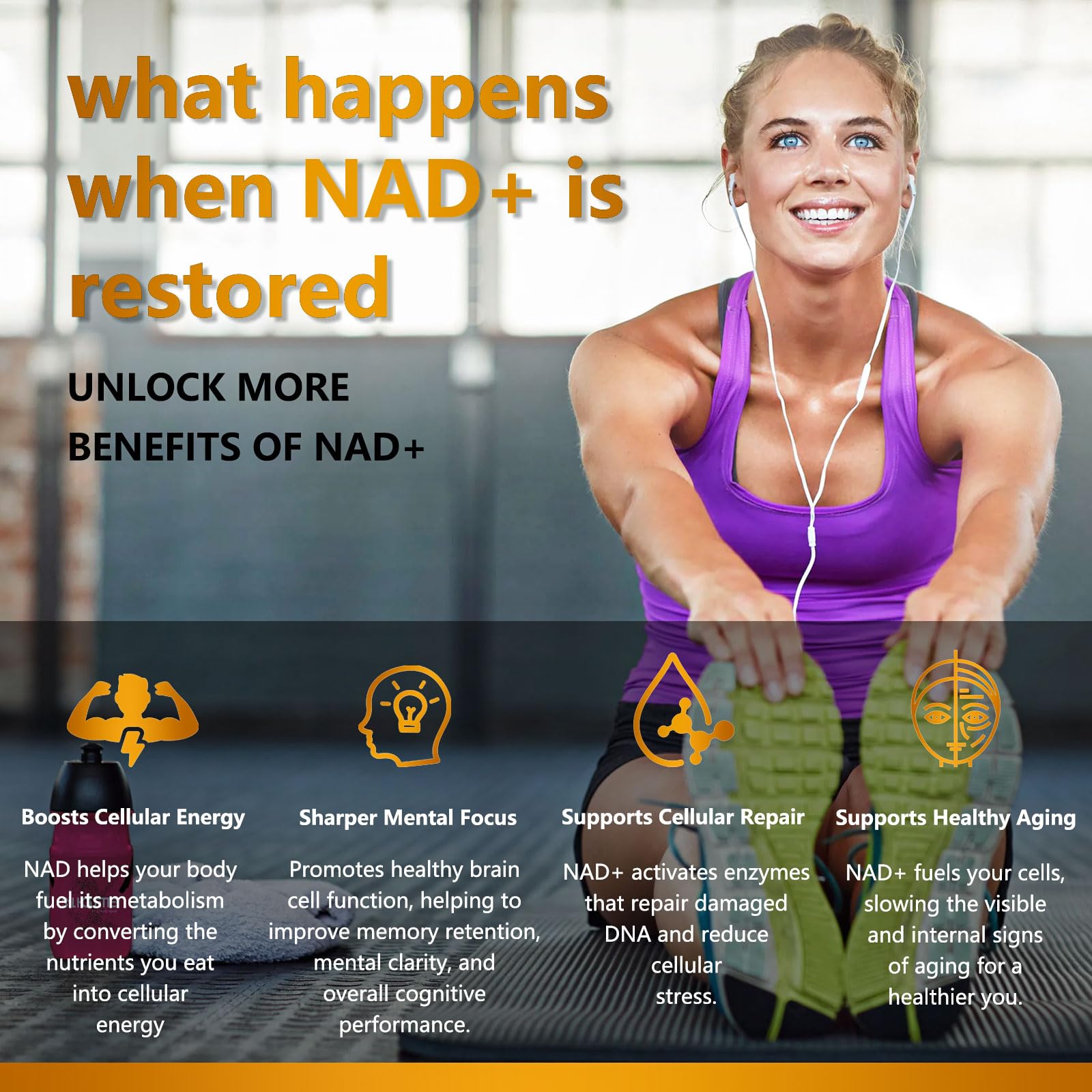 UNcena NAD Supplement 1500mg - Liposomal NAD+ Nicotinamide Riboside with Resveratrol, NAD Plus Boosting - Support Cellular Health, Stamina & Healthy Aging for Women & Men- 120 Capsules - Maple Wellness Supplements