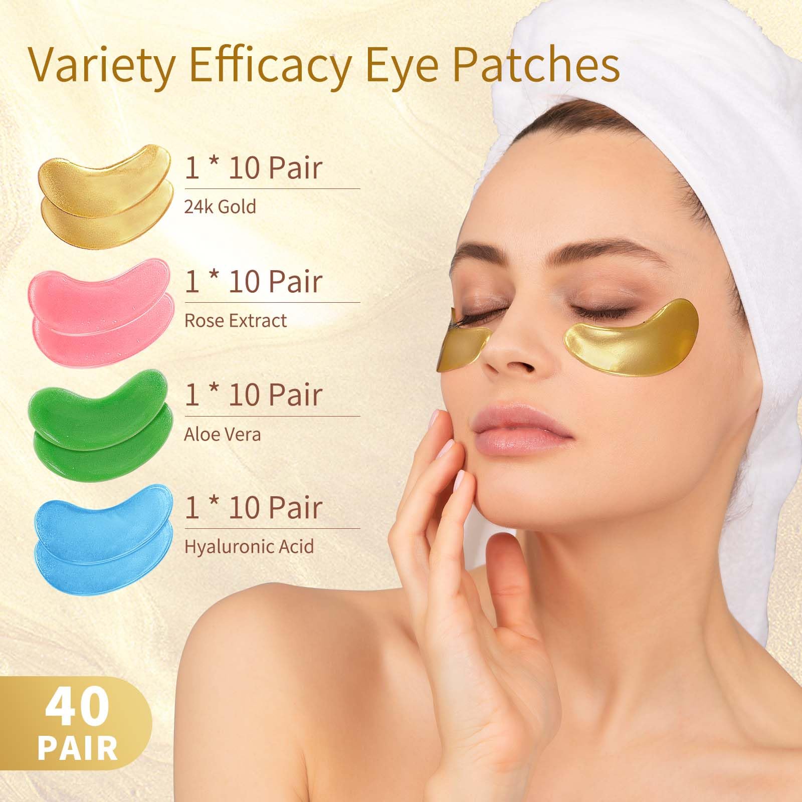 Under Eye Patches, 40 Pairs Eye Mask for Dark Circles, Puffy Eyes, Undereye Bags,Wrinkles - Maple Wellness Supplements