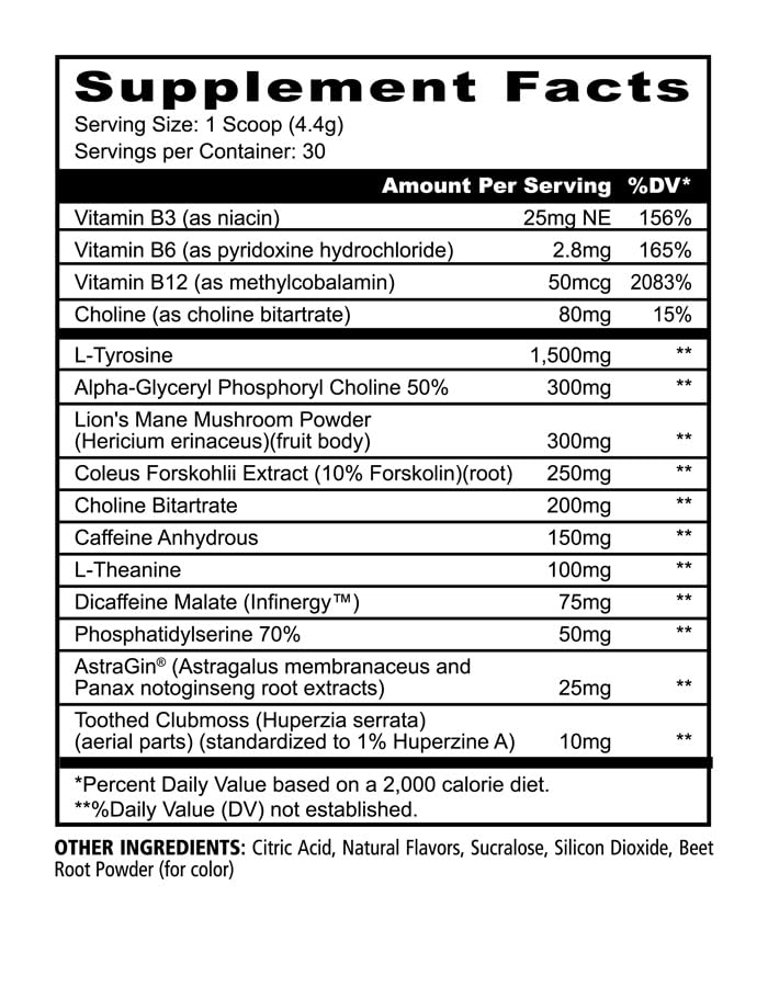 Underground Bio Labs Panda Supps Focus Super Nootropic 3.0, Energy, Clarity, Mood,Creativity,Vision, 300MG Alpha GPC,1.5G L-Tyrosine, Lions Mane, AstraGin™ (30 Servings) (Pink Lemonade 3.0) - Maple Wellness Supplements