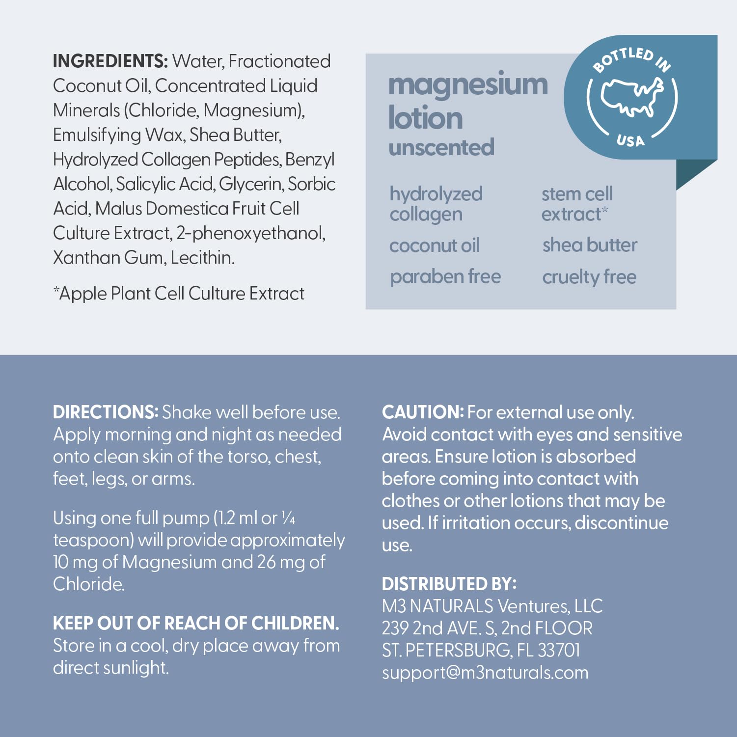 Unscented Magnesium Lotion for Sleep & Leg Cramps, Suitable for Sensitive Skin, Helps with Muscle Relaxation, Soothes Tired Legs & Foot Aches and Supports Restful Nights, 8 fl oz by M3 - Maple Wellness Supplements