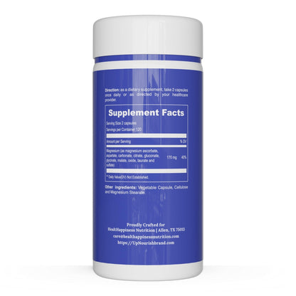 UpNourish Magnesium Supplement - 10 in 1 Magnesium Complex - Full Spectrum Magnesium Mineral Supplements with Glycinate, Citrate, Taurate, Malate, Carbonate, Oxide and More, 240 Vegan Capsules - Maple Wellness Supplements