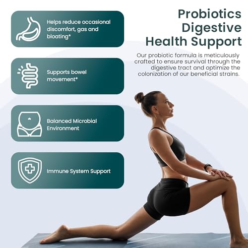 UpNourish Probiotics - 200 Billion CFUs, 15 Strains, Prebiotics & Enzymes - 60 Vegan Cap - Maple Wellness Supplements