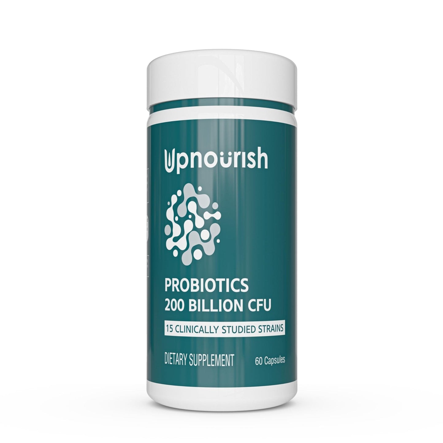UpNourish Probiotics - 200 Billion CFUs for Men and Women, 15 Clinically Studied Strains, Prebiotics & Enzymes - 60 Vegan Capsules - Maple Wellness Supplements
