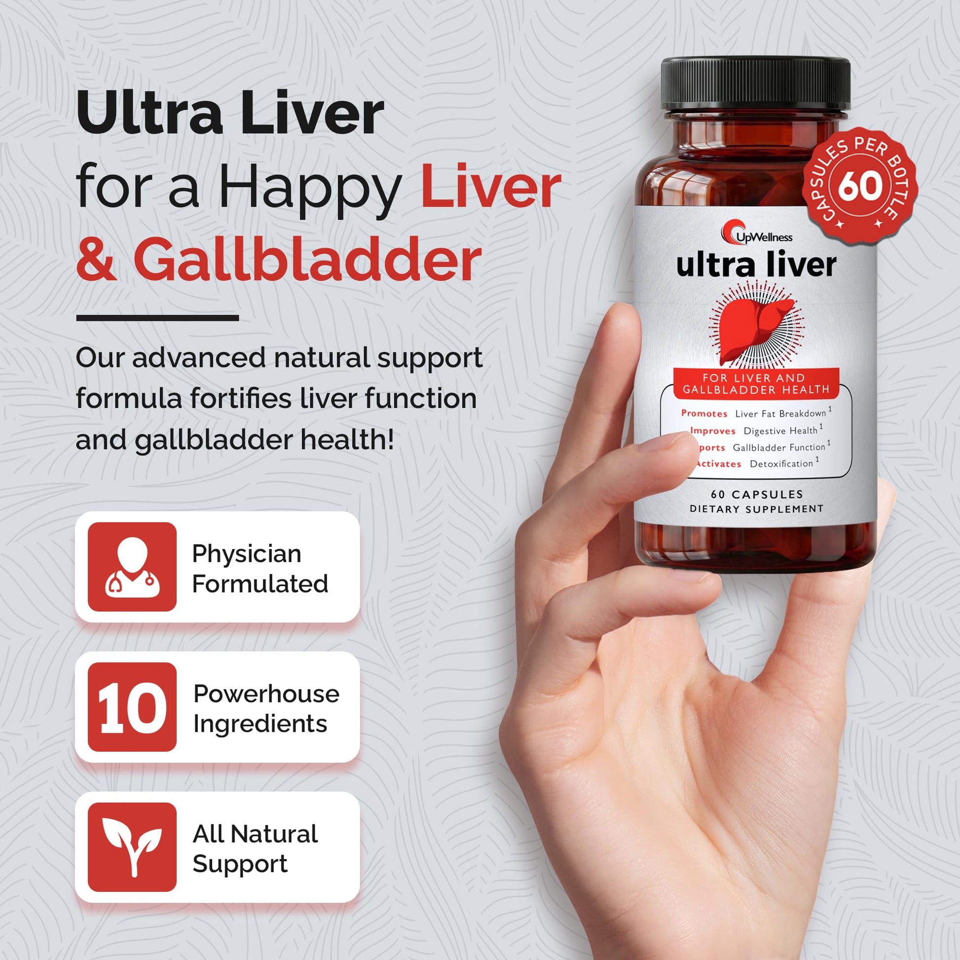 UpWellness Ultra Liver Supplement for Liver Support and Gallbladder Support - Powered by TMG, NAC Milk Thistle, and More - Maple Wellness Supplements