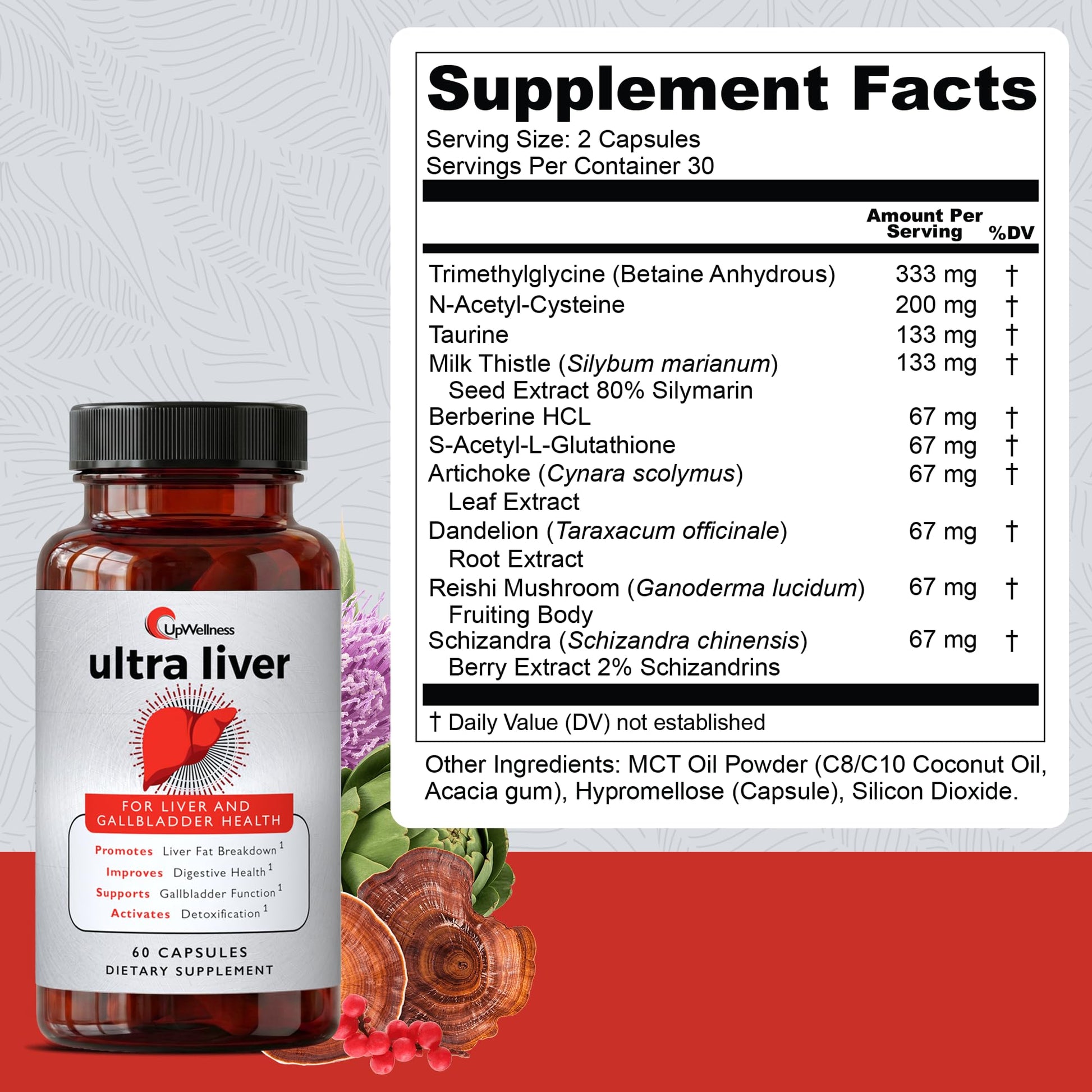 UpWellness Ultra Liver Supplement for Liver Support and Gallbladder Support - Powered by TMG, NAC Milk Thistle, and More - Maple Wellness Supplements