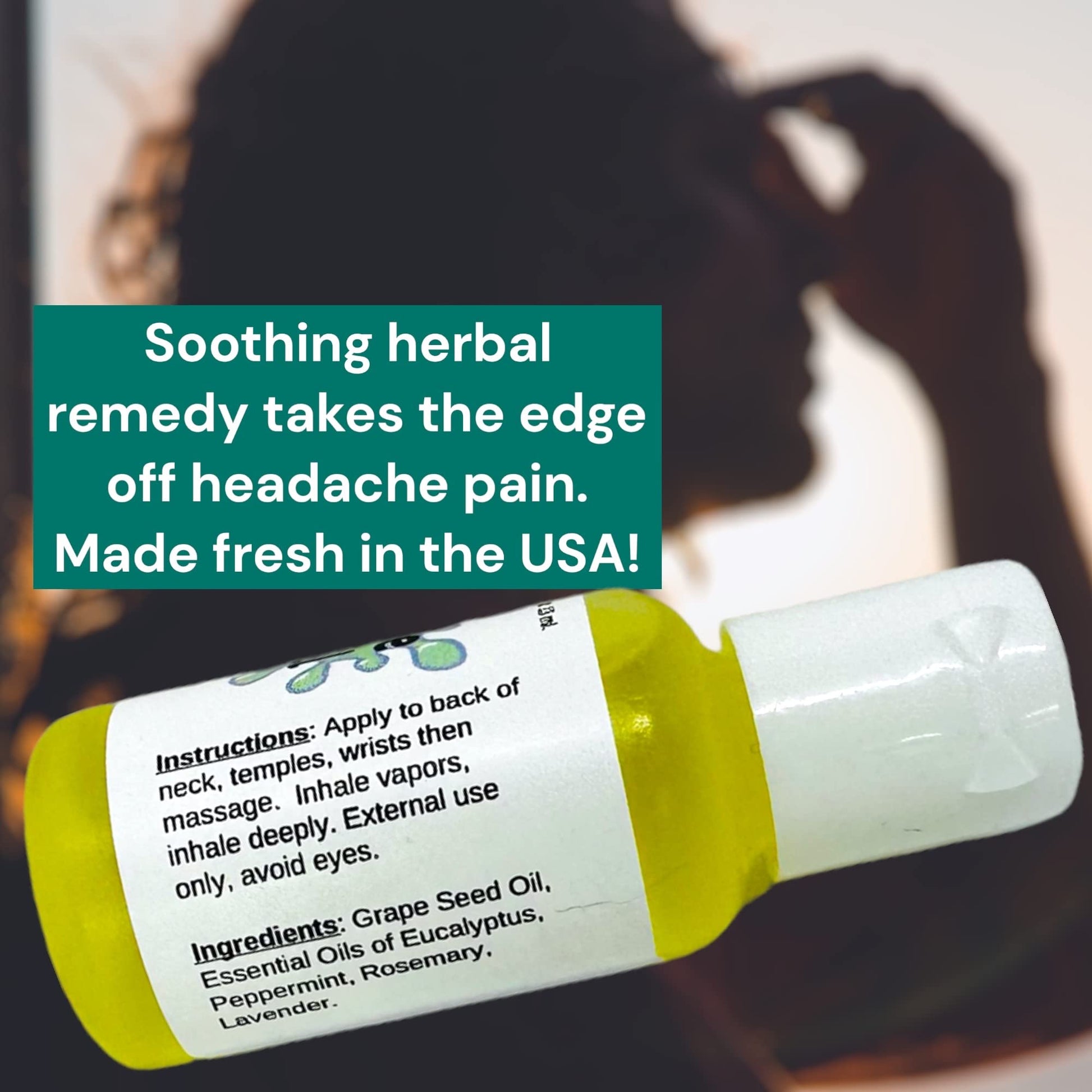 Urban ReLeaf Headache Relief Oil! 100% Natural Herbal Remedy, Sinus, Tension, Neck, Temples. Made in USA! Works Fast! Gentle Essential Oil Relief - Maple Wellness Supplements