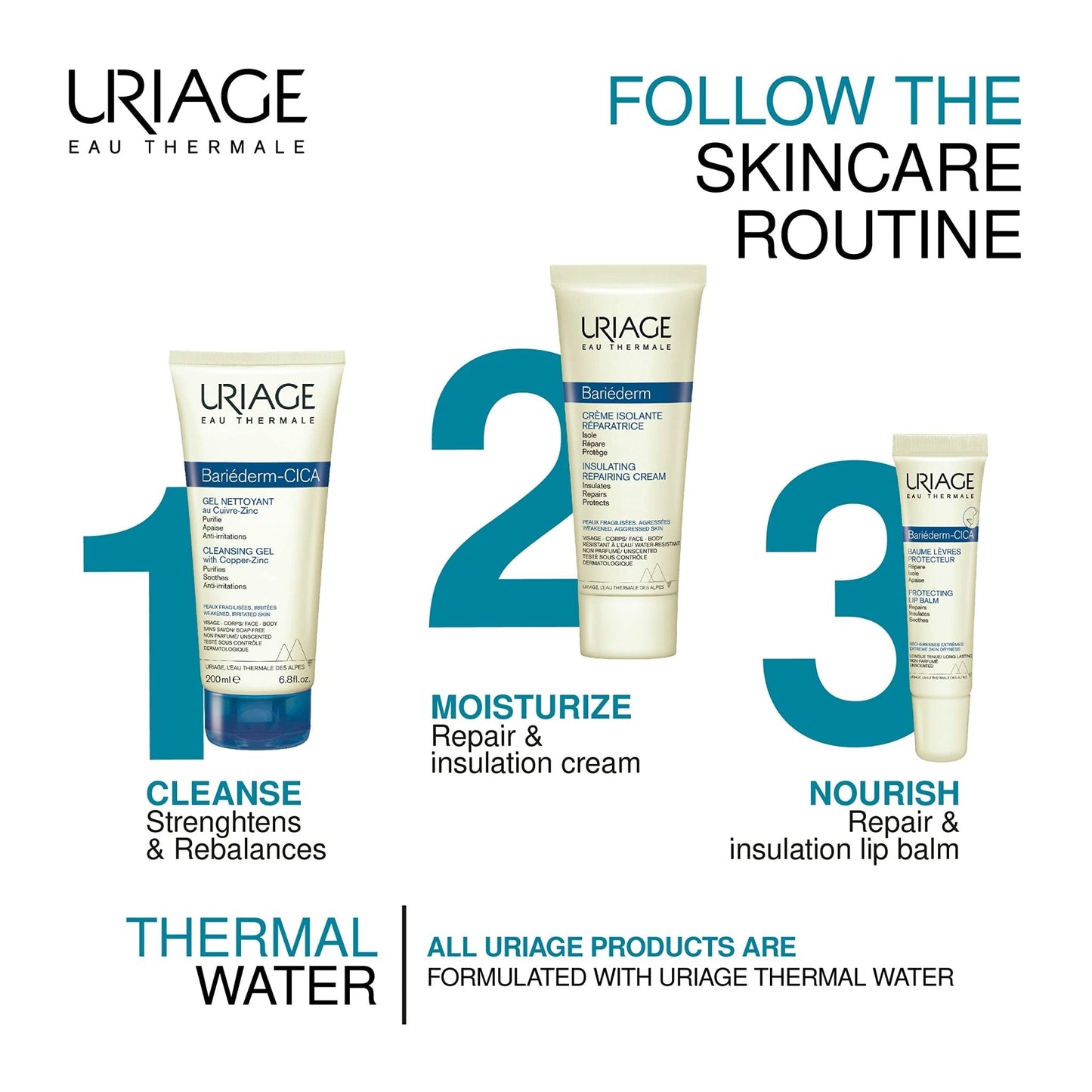 URIAGE Bariederm Insulating Repairing Cream 2.5 fl.oz. | Skin Regenerating Moisturizer - Maple Wellness Supplements