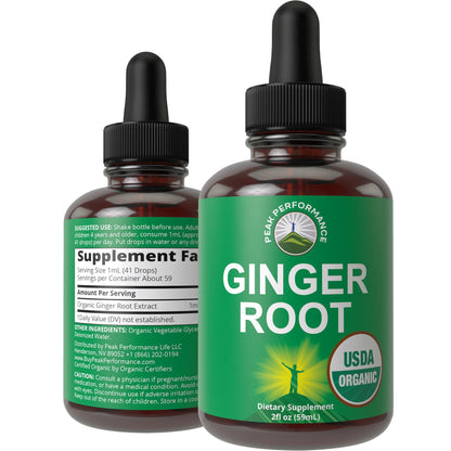 USDA Organic Ginger Root Extract Liquid Drops. Zero Sugar, Non Bitter Vegan Ginger Oil Supplement for Immune, Digestive + Gut Support. High Bioavailability, Gluten Free for Women and Men. Take Orally - Maple Wellness Supplements