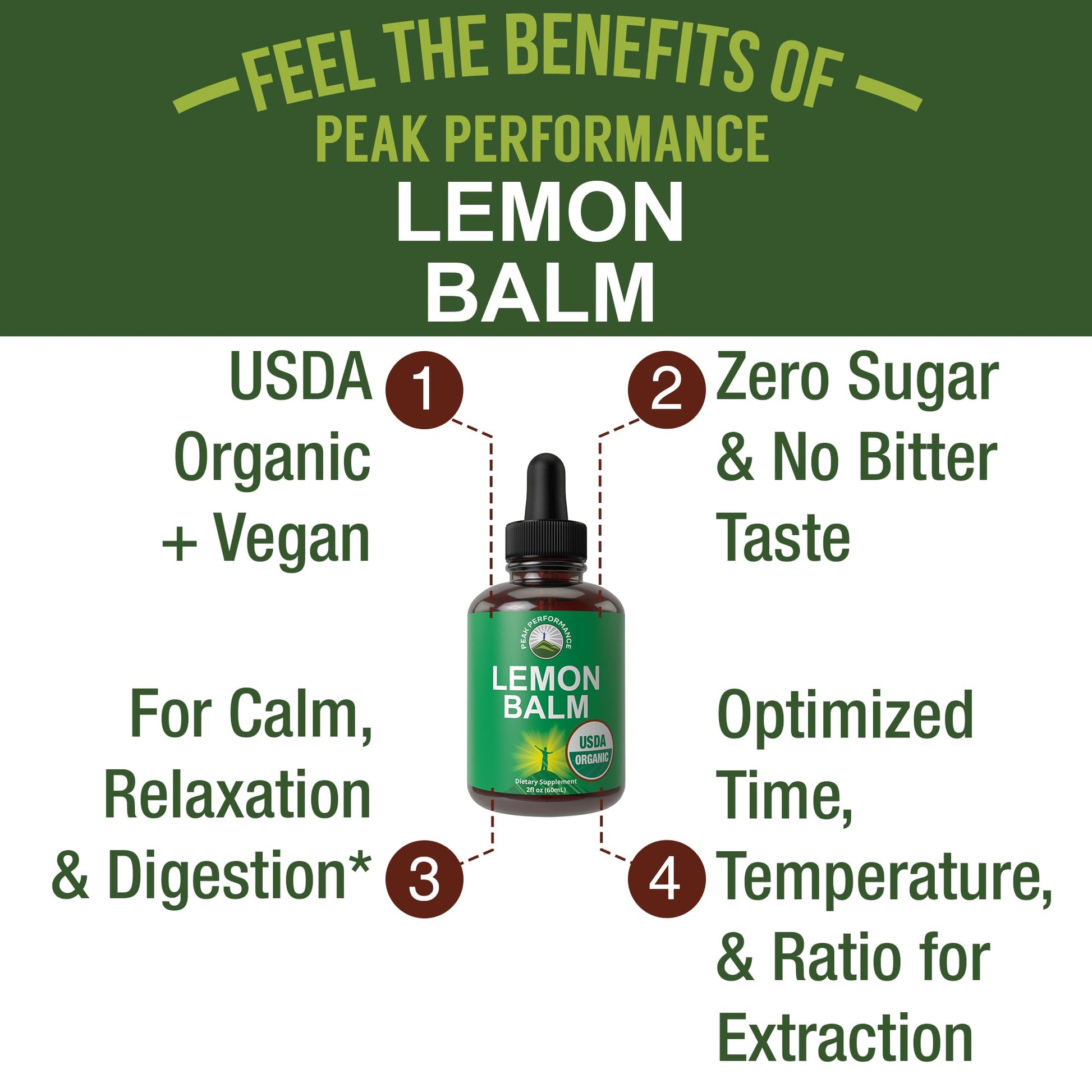 USDA Organic Lemon Balm Tincture. Liquid Organic Lemon Balm Oil Drops Supplement for Relaxation, Calm, Digestion. Vegan Leaf Extract. Zero Sugar, Gluten Free Supplements for Women and Men - Maple Wellness Supplements
