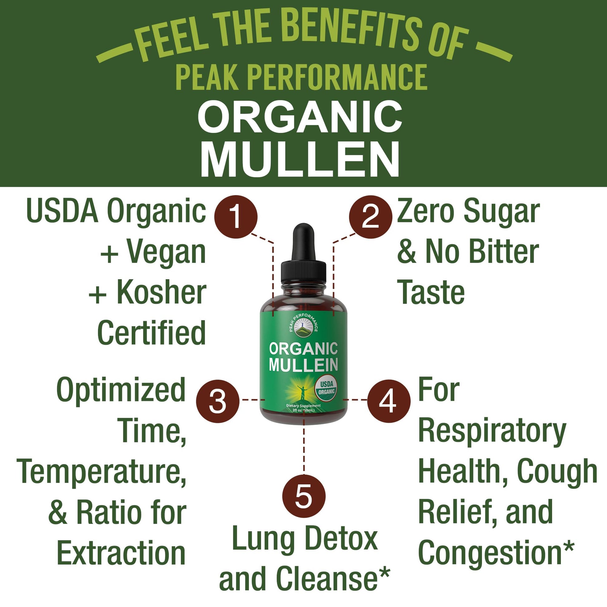 USDA Organic Mullein Leaf Drops for Lungs, Respiratory Health, Detox, Cleanse. High Bioavailability for Women, Men, Kids. Liquid Tincture Supplement. Sooth Lungs, Cough, Congestion. Vegan, Zero Sugar - Maple Wellness Supplements