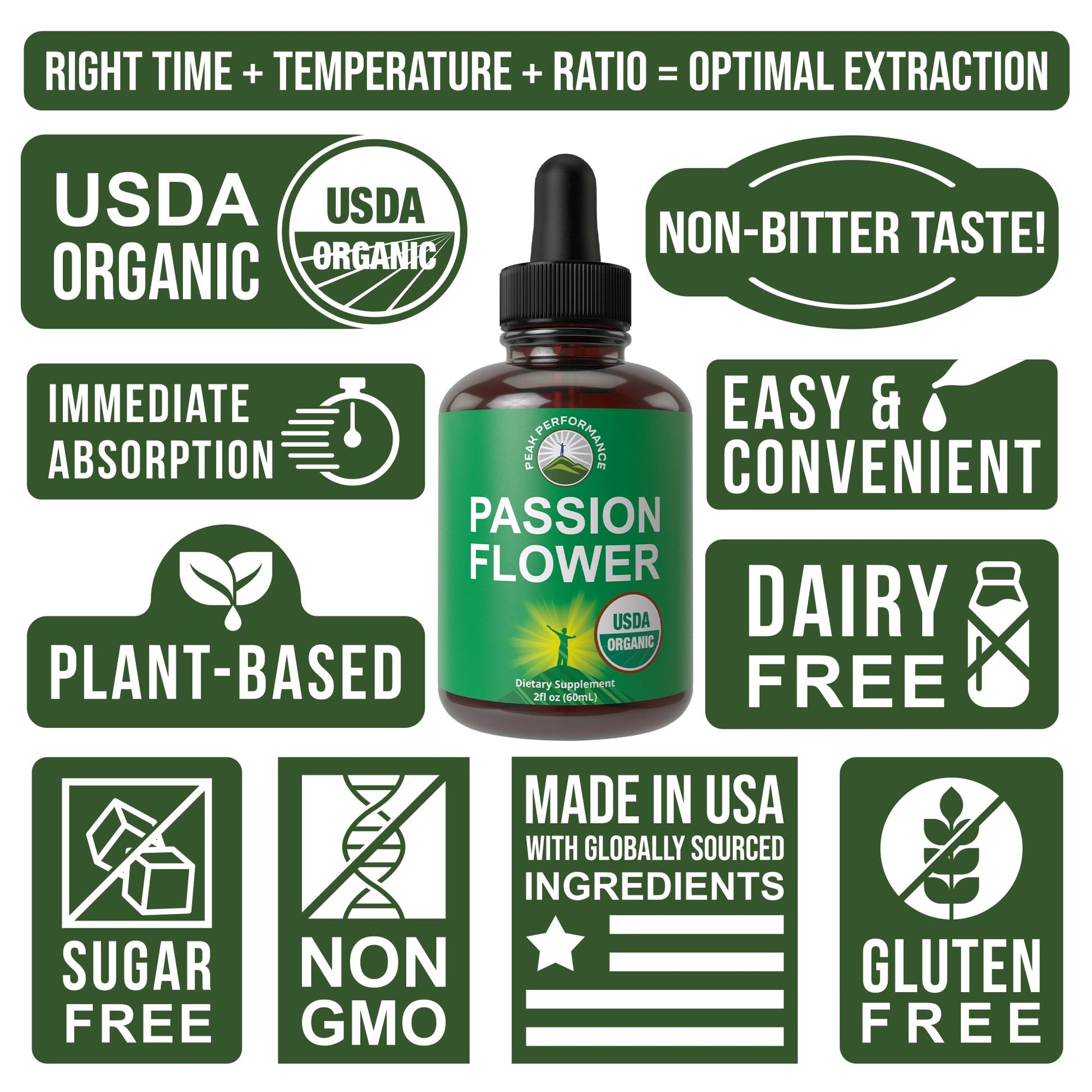 USDA Organic Passion Flower Extract Vegan Liquid Drops with High Bioavailability for Women and Men. Organic Passionflower Supplement with Zero Sugar and Gluten Free. for Calm, Relaxation Support. - Maple Wellness Supplements