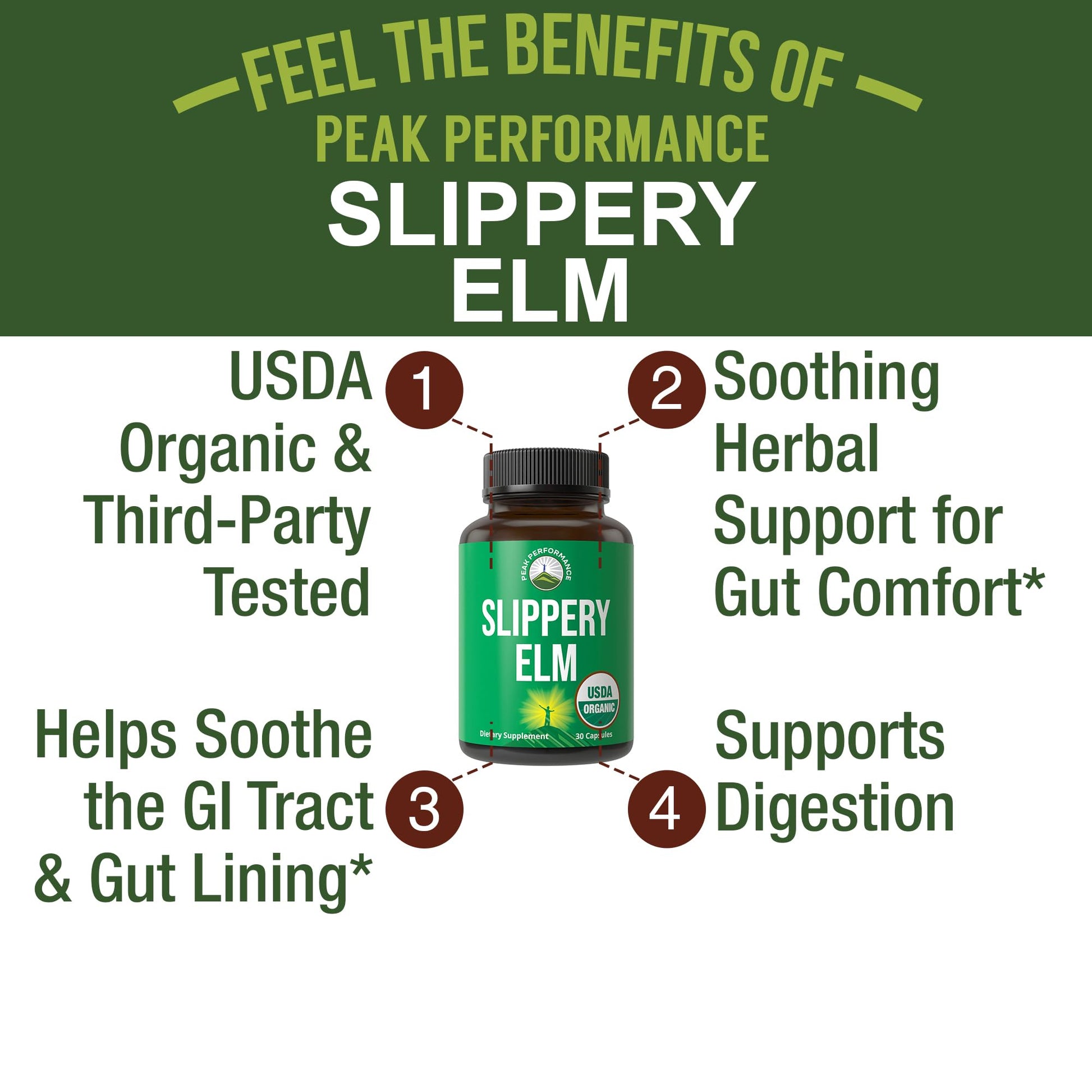 USDA Organic Slippery Elm for Women & Men. Vegan Capsules with Micronized Slippery Elm Bark Powder for Digestion, Bloating Relief, & Gut Lining. Natural Mucilage That Soothes The Throat & Airways - Maple Wellness Supplements