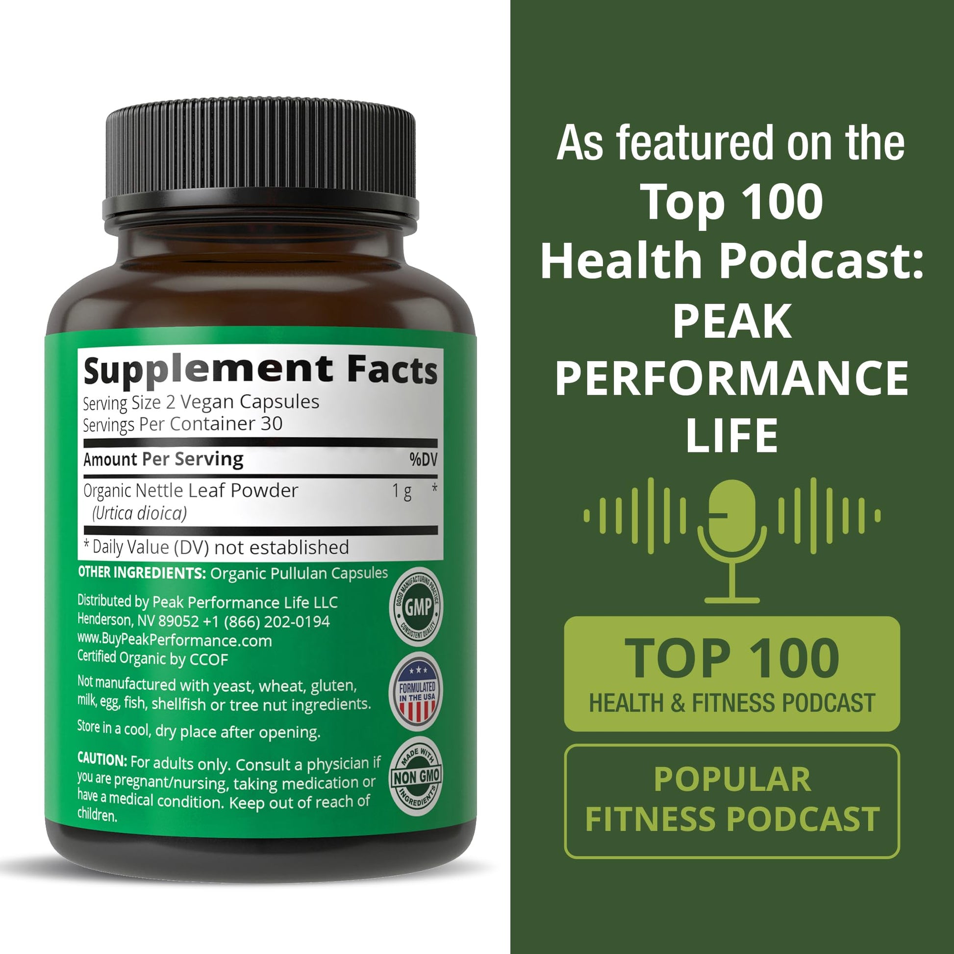 USDA Organic Stinging Nettle Vegan Capsules Made with Stinging Nettle Leaf Powder for Prostate, Hair Growth, Allergy. Better Than Root or Seed Extract. Plant Based Herb Supplement Tablets, 60 Pills - Maple Wellness Supplements