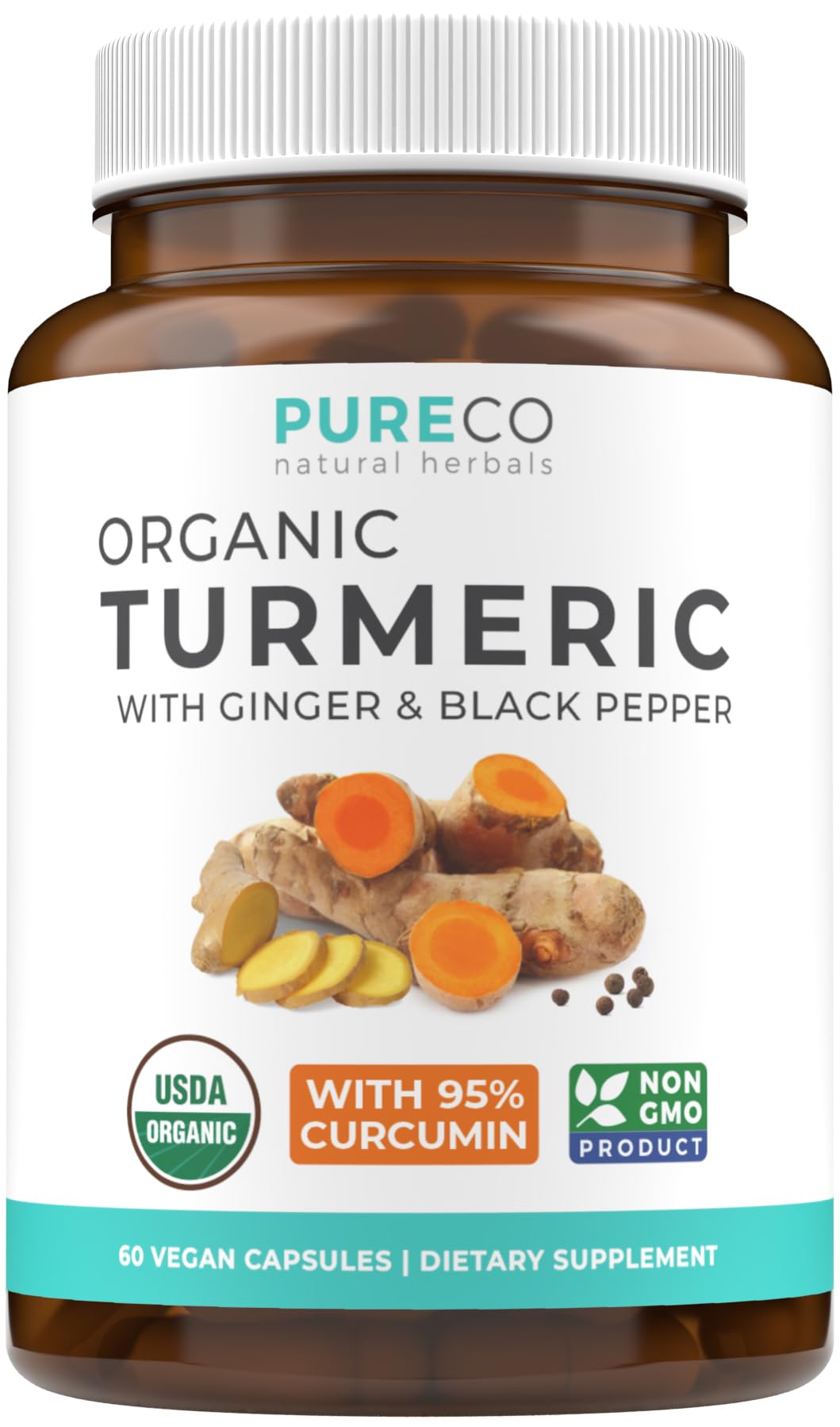 USDA Organic Turmeric Curcumin with Black Pepper and Ginger (2 Month Supply) - Maple Wellness Supplements