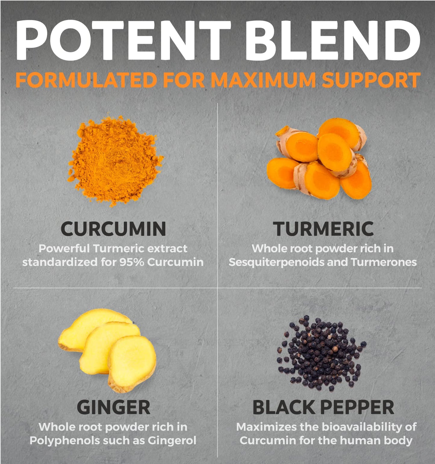 USDA Organic Turmeric Curcumin with Black Pepper and Ginger (2 Month Supply) - Maple Wellness Supplements