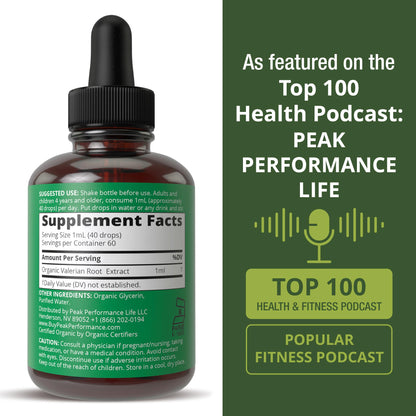 USDA Organic Valerian Root Liquid Drops Supplement. Vegan Extract Tincture for Relaxation, Sleep, Calm. Great Alternative to Valerian Capsules. Zero Sugar, Gluten Free Supplements for Women and Men - Maple Wellness Supplements