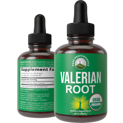 USDA Organic Valerian Root Liquid Drops Supplement. Vegan Extract Tincture for Relaxation, Sleep, Calm. Great Alternative to Valerian Capsules. Zero Sugar, Gluten Free Supplements for Women and Men - Maple Wellness Supplements