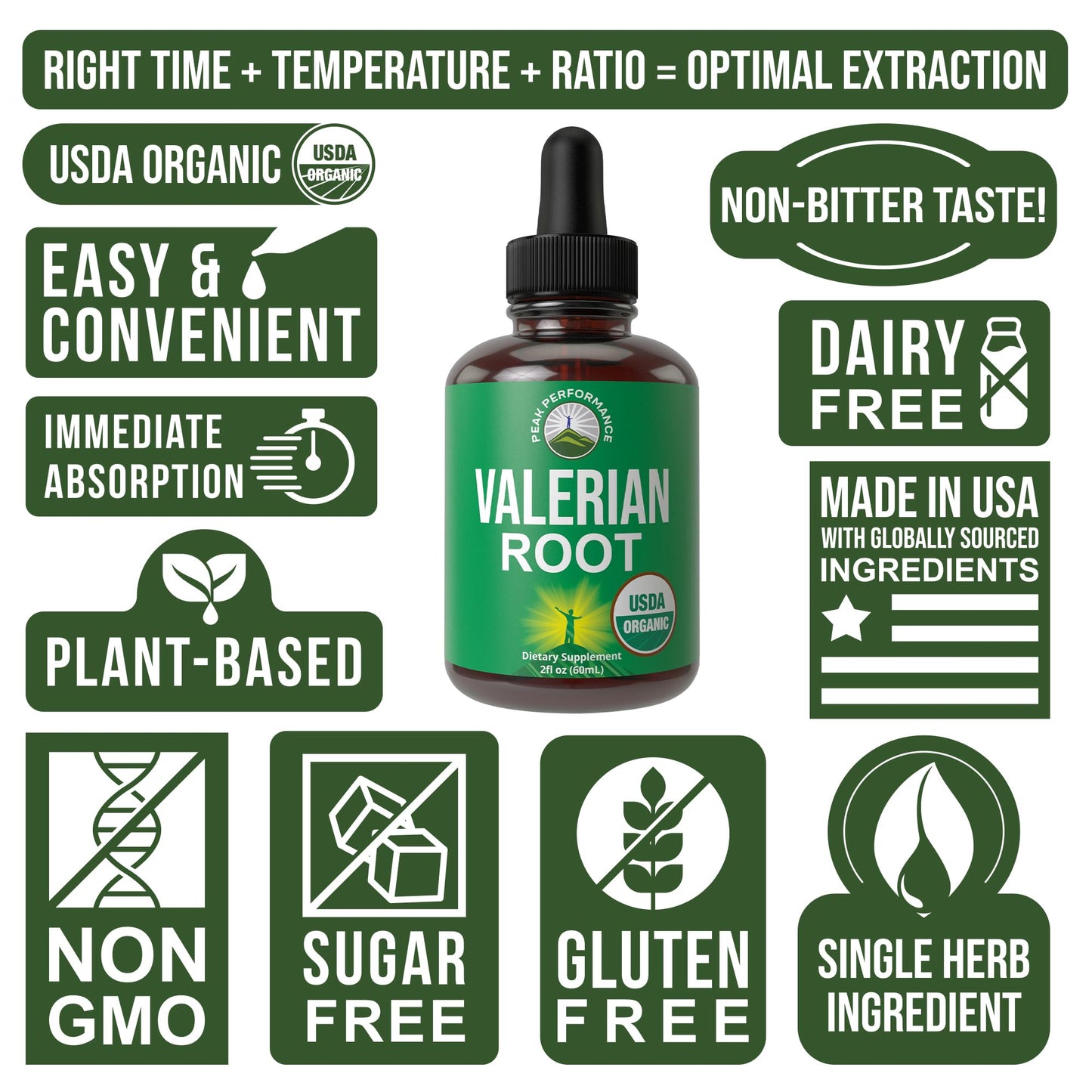 USDA Organic Valerian Root Liquid Drops Supplement. Vegan Extract Tincture for Relaxation, Sleep, Calm. Great Alternative to Valerian Capsules. Zero Sugar, Gluten Free Supplements for Women and Men - Maple Wellness Supplements