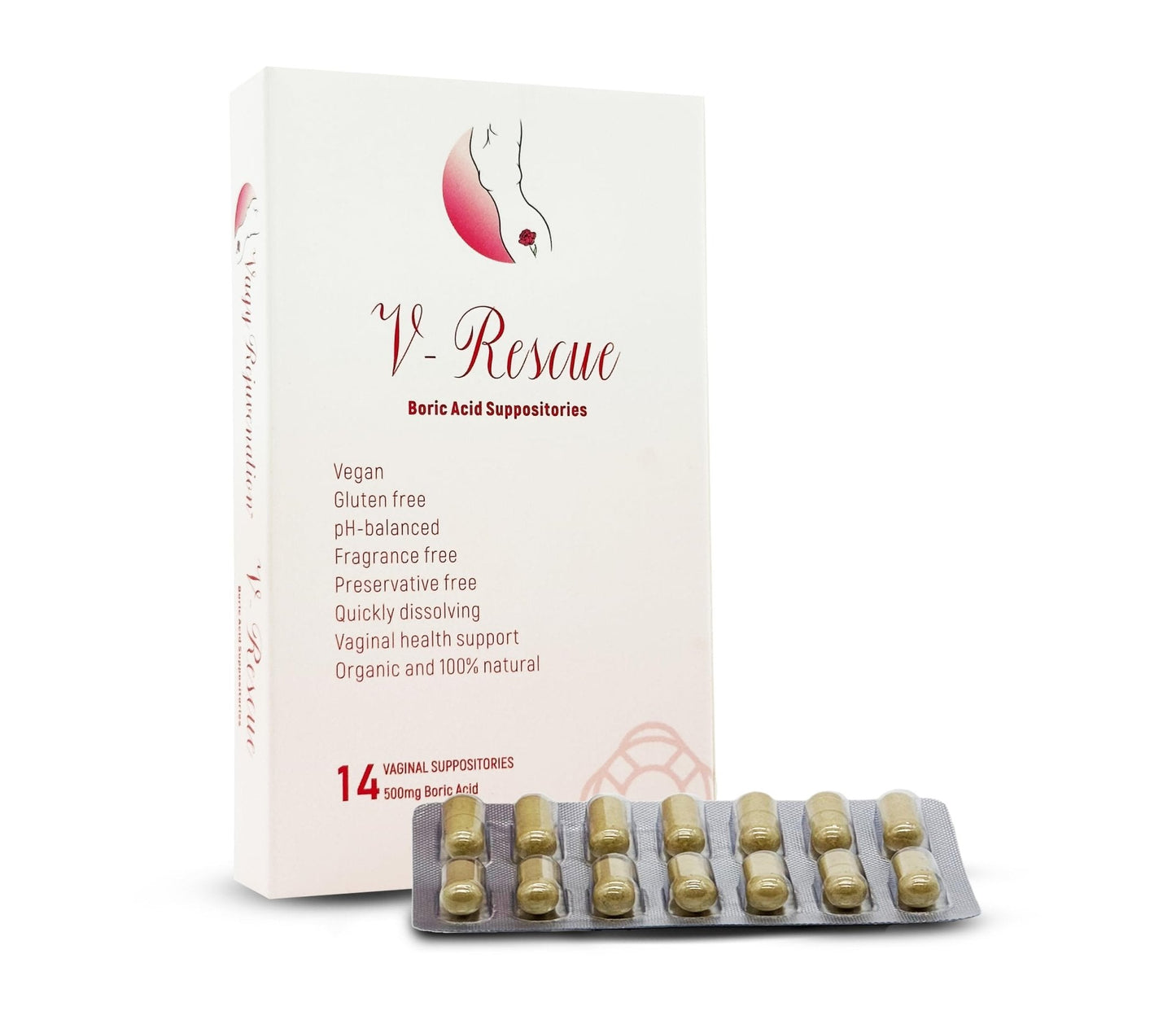 Vagy Rejuvenation V-Rescue - 500 mg Boric Acid 14 Vaginal Applications - Feminine Health - Maple Wellness Supplements