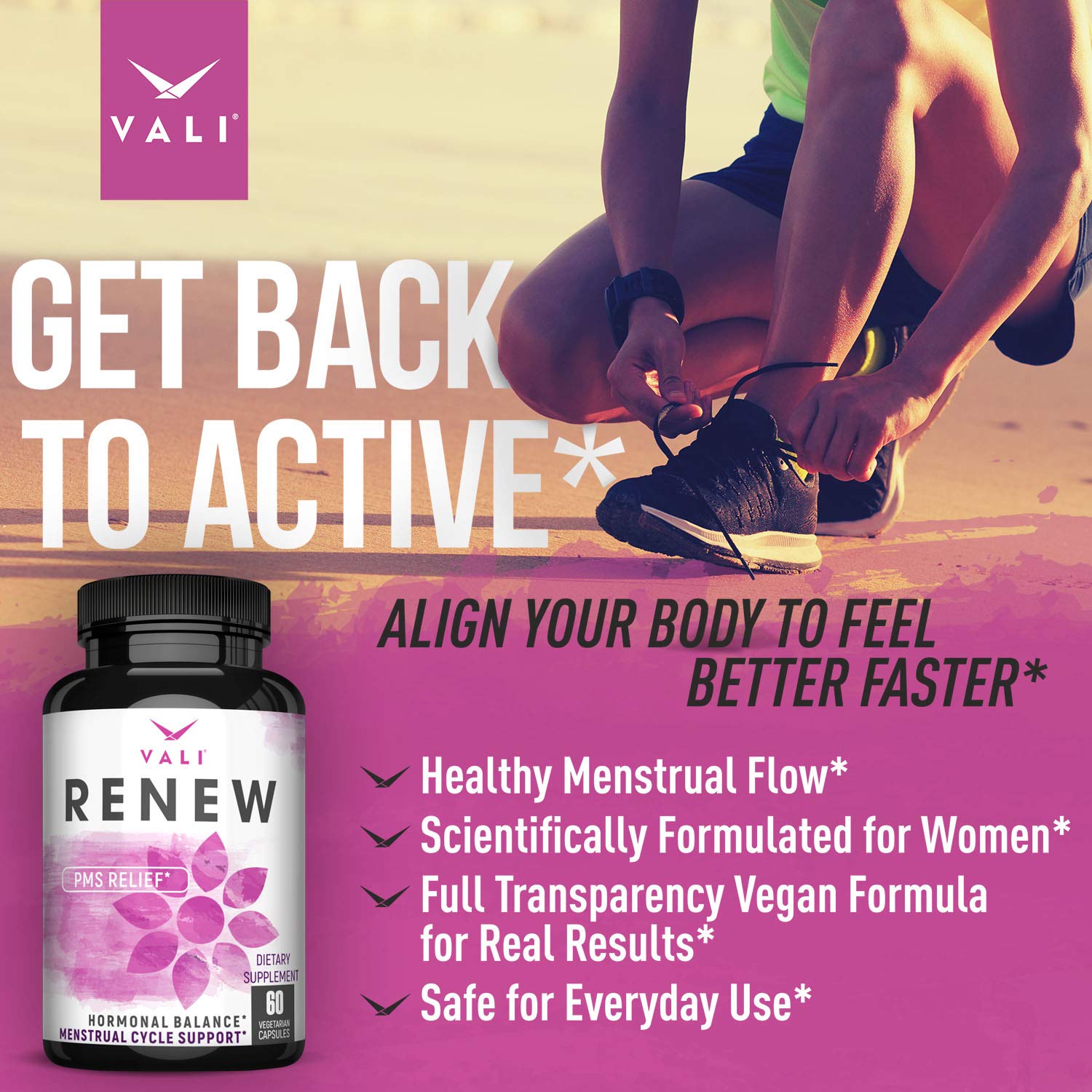 VALI Renew PMS Relief Supplement. Women’s Menstrual Cycle Support. Herbal Formula - Maple Wellness Supplements