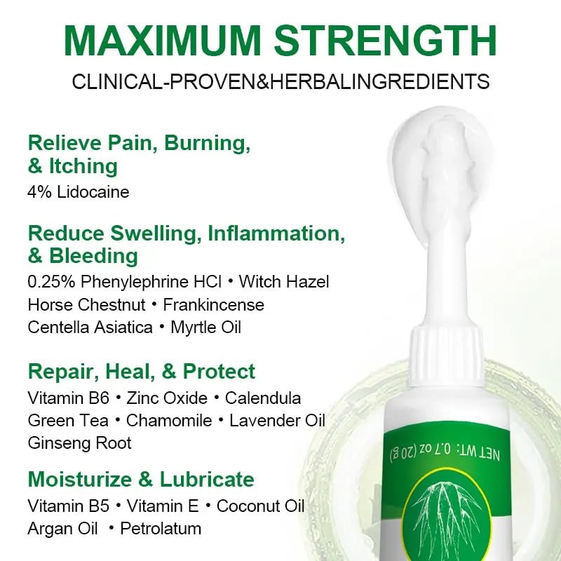 vamy Herbal Hemorrhoid Cream, Hemorrhoid Treatment and Hemorrhoids Cream with Lidocaine 4% and Phenylephrine HCI for Fast Relief of Pain, Swelling, Itching, Burning, Hemorrhoidal Treatment. 2 pc - Maple Wellness Supplements