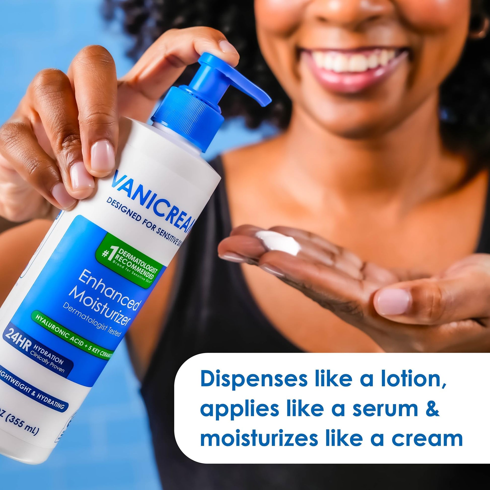 Vanicream Enhanced Moisturizer, 12 fl oz, Formulated without Common Irritants, Body Moisturizer, All-Day Hydration with Hyaluronic Acid - Maple Wellness Supplements