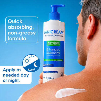 Vanicream Enhanced Moisturizer, 12 fl oz, Formulated without Common Irritants, Body Moisturizer, All-Day Hydration with Hyaluronic Acid - Maple Wellness Supplements