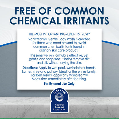 Vanicream Gentle Body Wash -12 fl oz - Formulated Without Common Irritants for Those with Sensitive Skin - Maple Wellness Supplements