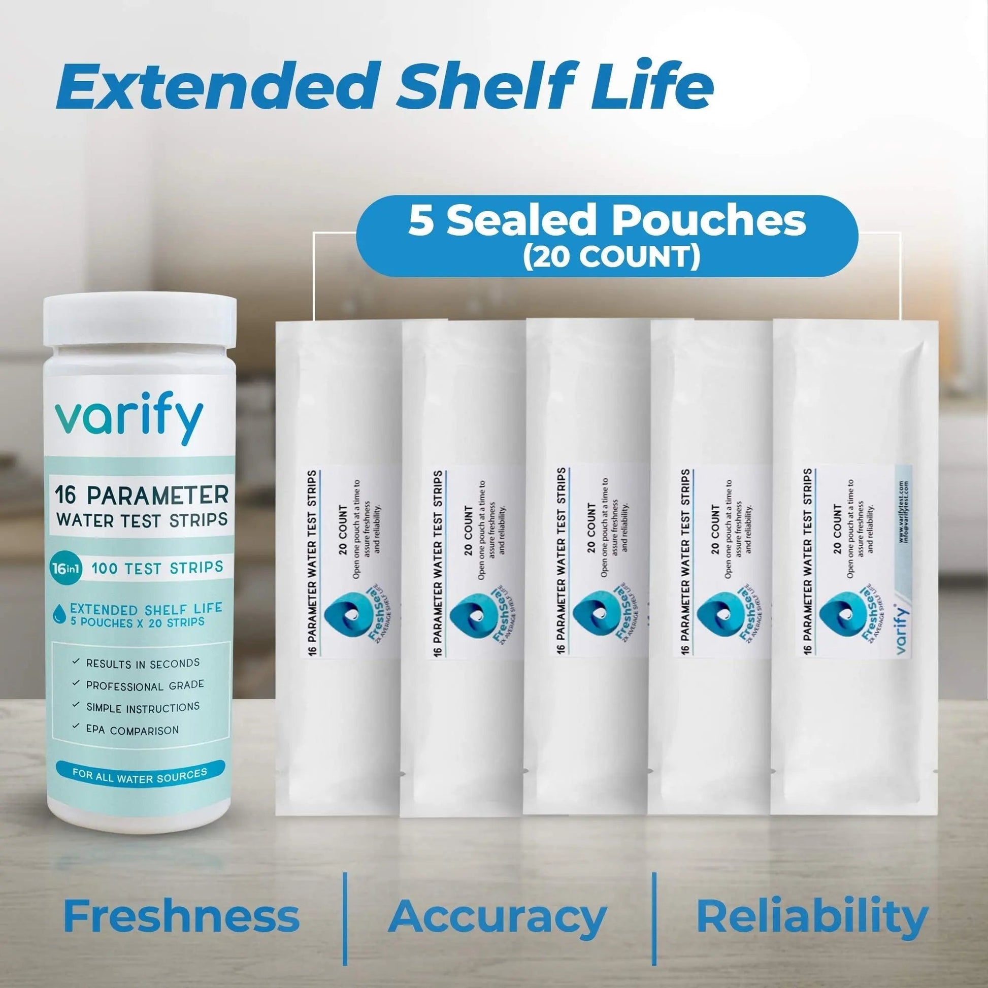 Varify 17in1 Complete Drinking Water Test Kit - 100 Strips + 2 Bacteria Tester Kits - Well, Tap, Home, City Water Testing Strip for Lead, Alkaline, Chlorine, Hardness, Iron, Fluoride, Copper & More - Maple Wellness Supplements