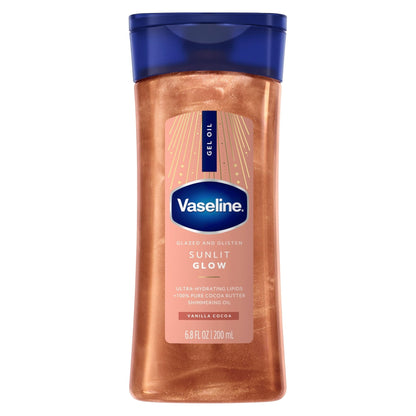 Vaseline Glazed and Glisten Sunlit Glow Body Gel Oil Vanilla Cocoa Shimmering with Ultra-Hydrating Lipids - Maple Wellness Supplements