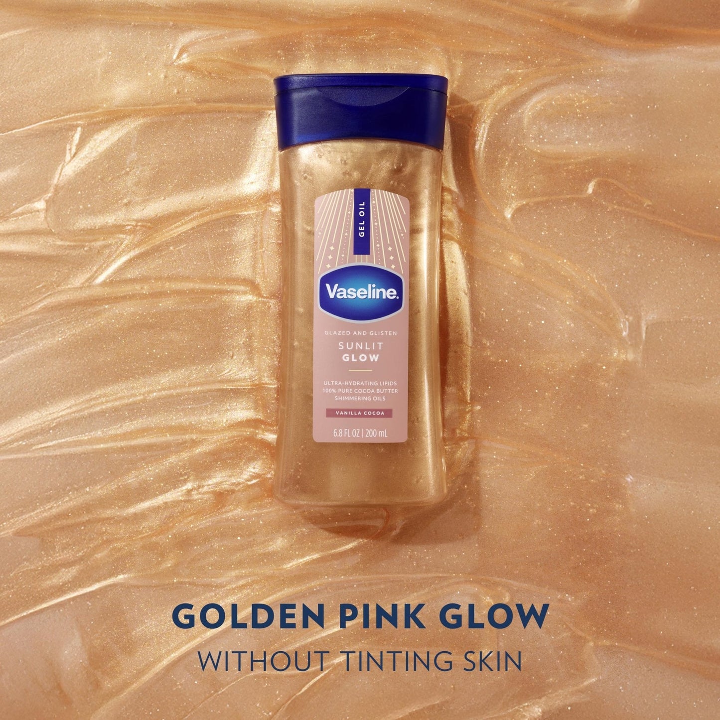 Vaseline Glazed and Glisten Sunlit Glow Body Gel Oil Vanilla Cocoa Shimmering with Ultra-Hydrating Lipids - Maple Wellness Supplements