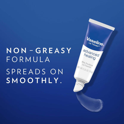 Vaseline Lip Therapy Advanced Healing 3-Pack – White Petroleum Moisturizing Lip Balm for Extremely Dry Lips, 0.35 Oz Ea - Maple Wellness Supplements