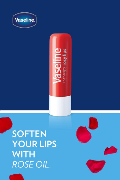 Vaseline Lip Therapy Care Rosy, Fast-Acting Nourishment, Ideal for Chapped, Dry, Cracked, or Damaged Lips, Lip Balm, 4-Pack, 0.16 Oz Each - Maple Wellness Supplements