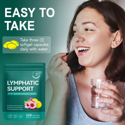 Vawcrn Lymphatic Drainage Supplement, 21-in-1 Advanced Botanical Complex, with Burdock Root, Dandelion, Supports Promotes Healthy Circulation & Circulation, 240 Softgels - Maple Wellness Supplements