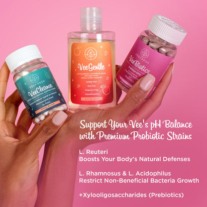 VeeBalance Bundle – Boric Acid Suppositories, Feminine Wash & Cranberry Probiotics for Women – pH Balance & Freshness Support - Maple Wellness Supplements