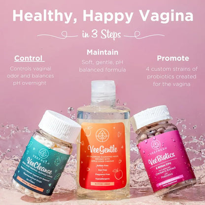 VeeBalance Bundle – Boric Acid Suppositories, Feminine Wash & Cranberry Probiotics for Women – pH Balance & Freshness Support - Maple Wellness Supplements