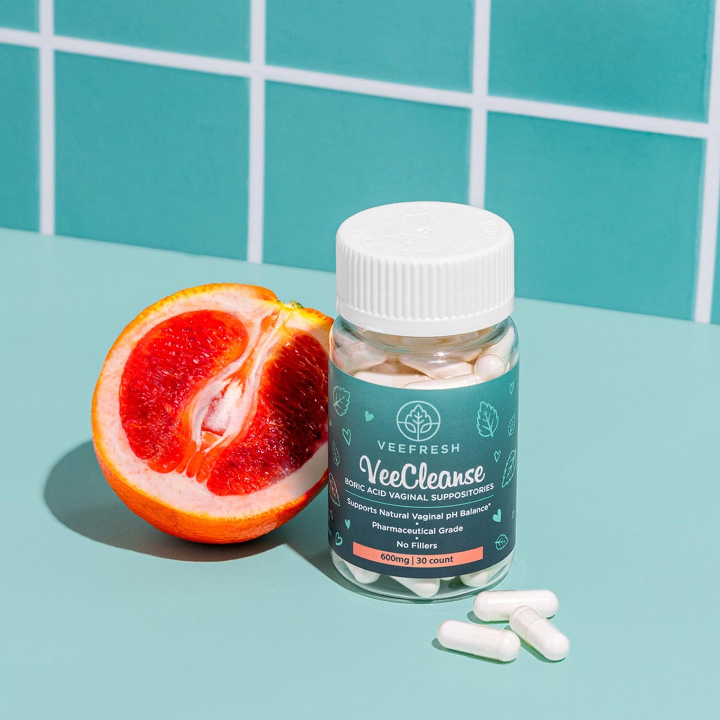 VeeFresh - VeeCleanse Boric Acid Vaginal Suppositories - Vaginal pH Balance Suppositories - Vaginal Odor Control - Feel Fresh, Feminine and Confident - Maple Wellness Supplements