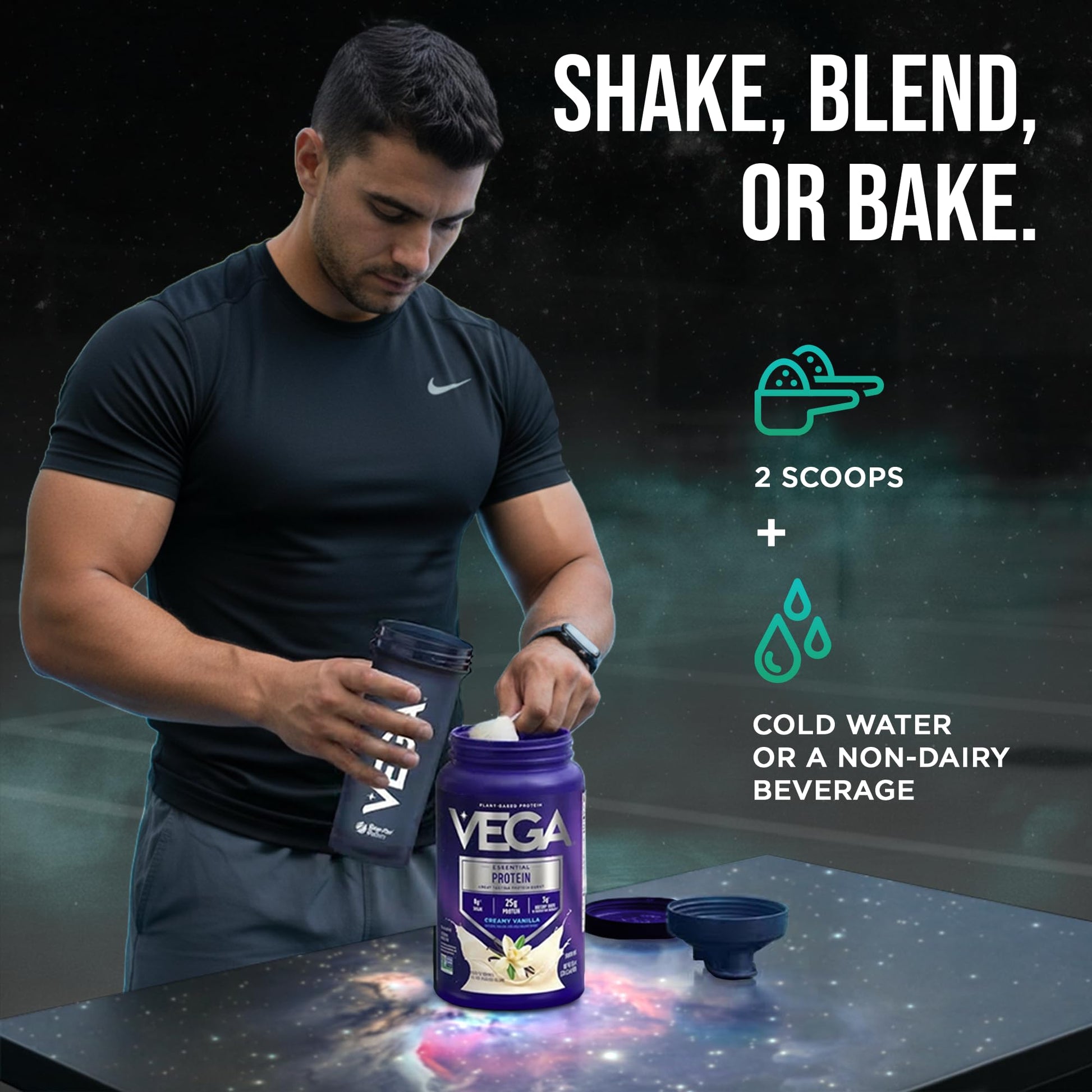 Vega Essential Protein – 25g Plant Based Protein Powder, Creamy Vanilla, Vegan for a Dairy-Free Vanilla Shake – Large Tub, 32.5oz (20 Servings) - Maple Wellness Supplements
