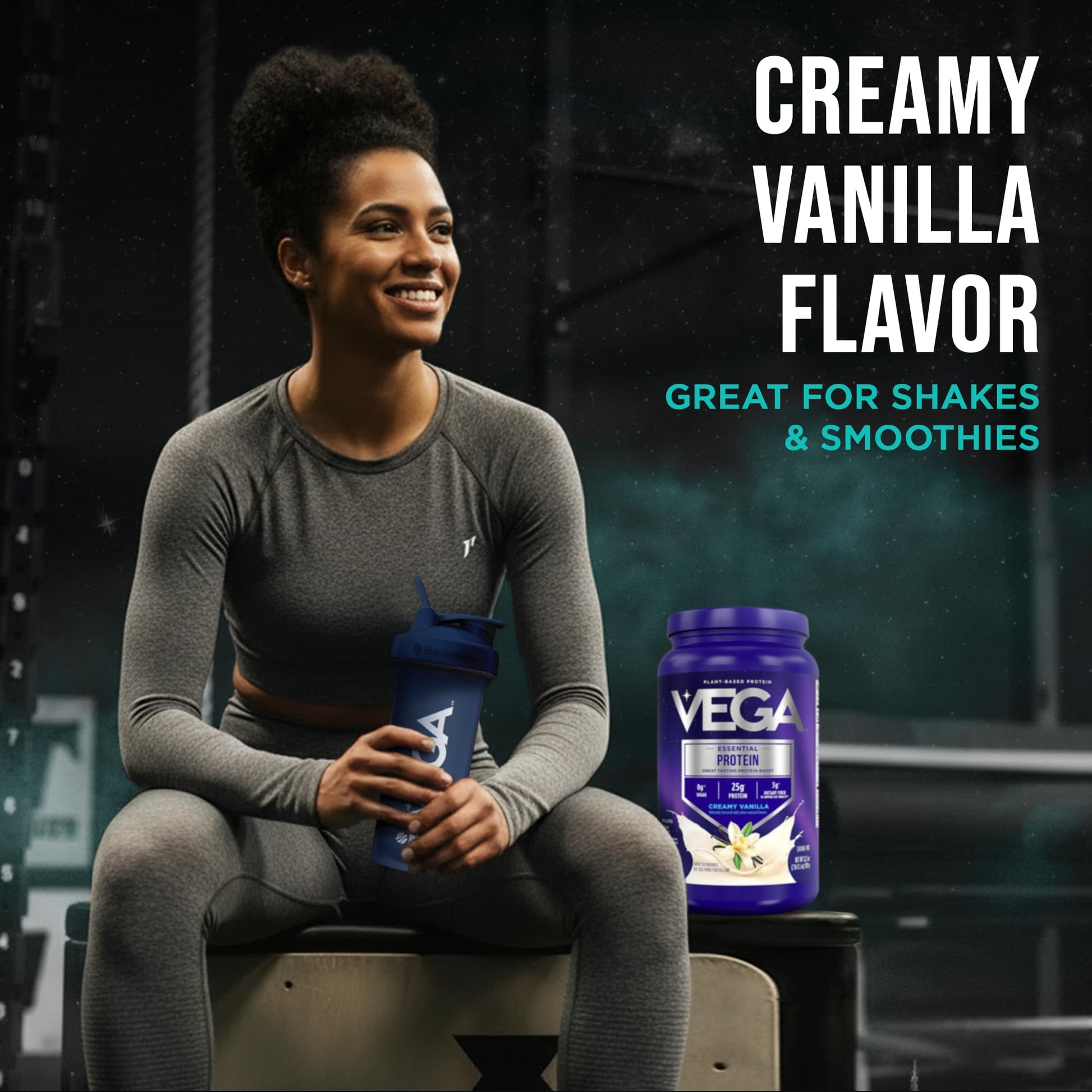 Vega Essential Protein – 25g Plant Based Protein Powder, Creamy Vanilla, Vegan for a Dairy-Free Vanilla Shake – Large Tub, 32.5oz (20 Servings) - Maple Wellness Supplements